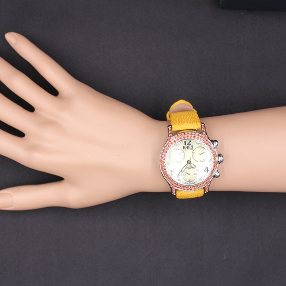 Diamond & Orange Sapphire 3.31 Tcw Unisex Watch main image 6